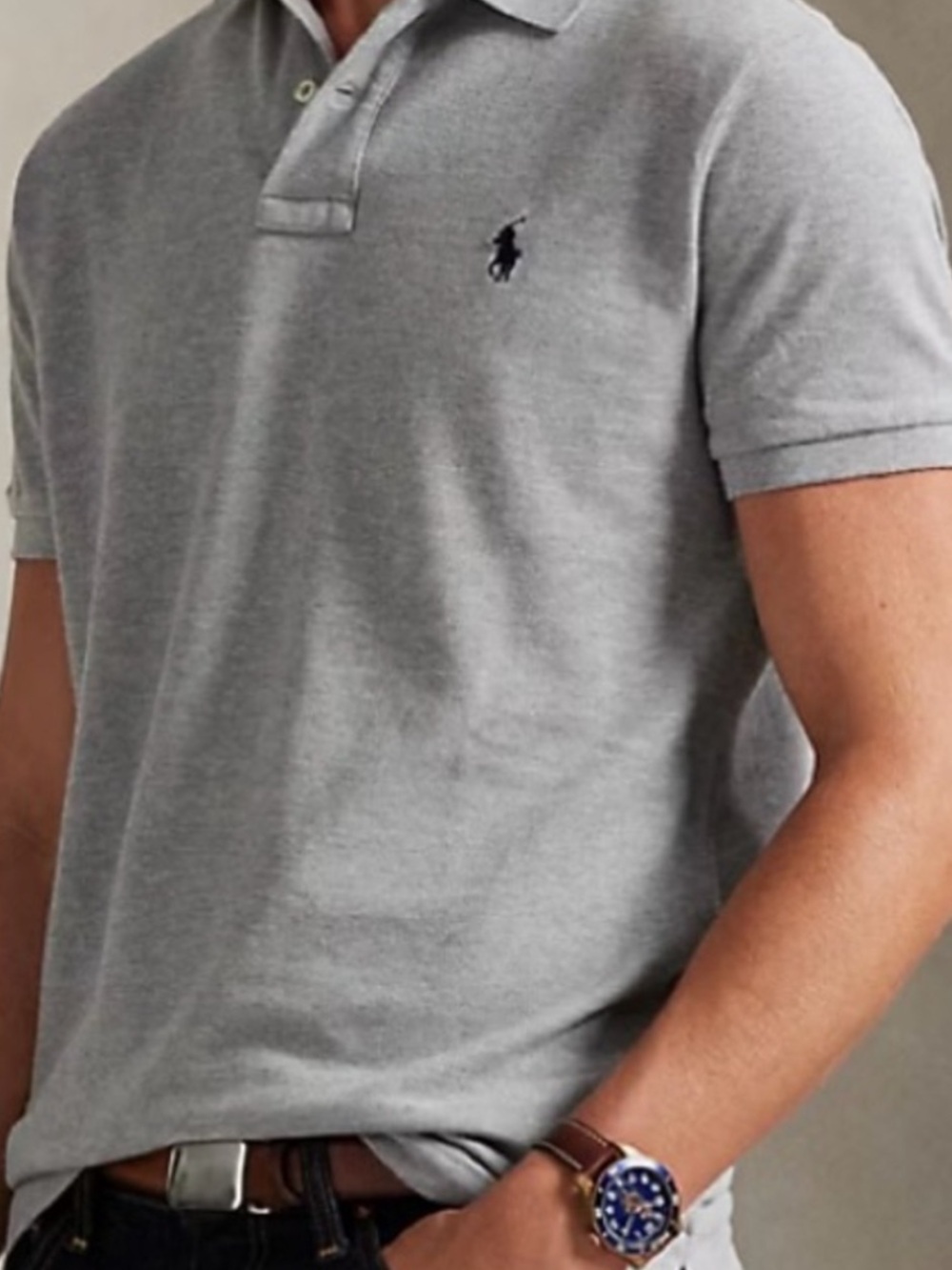 Polo Ralph Lauren Custom Slim Fit Men's XL  Gray Polo Shirt Luxury Resort Golf